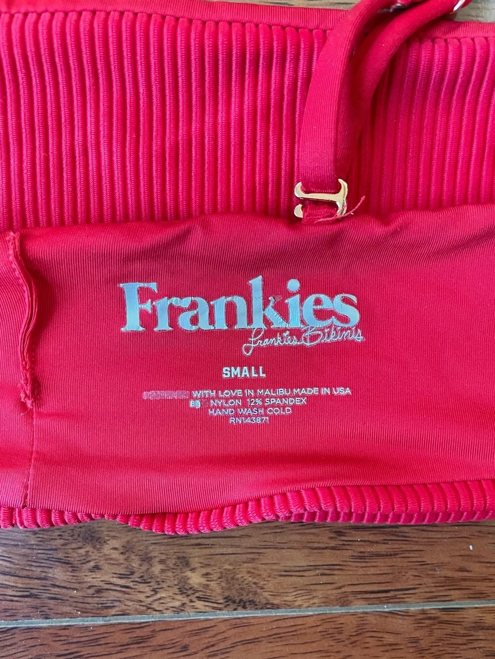 Frankies Bikinis Red Ribbed Top with Adjustable and Removable Straps